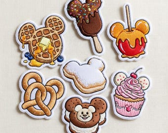 Embroidered Disney Snacks Food Patch, Disneyworld Food Iron on Patch, Disneyland Patch, Food Disney Trip Gift For Kid, Jacket Backpack Patch