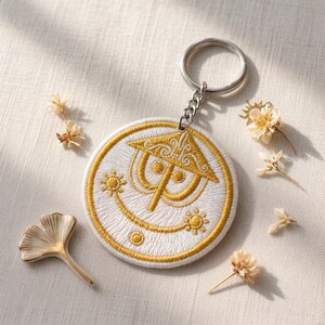 Its A Small World Clock Face Embroidered Keychain For Backpack, Vintage Magic Kingdom Golden Sun Bag Charm, Disneyland Vacation Keychain