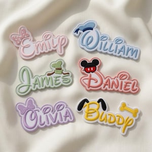 Cutom Name Disney Embroidered Patches, Mickey And Friends Iron On Patch, Name Iron On Jackets, Gifts for Jacket Backpack Hat Patch