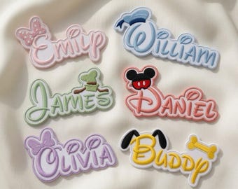 Cutom Name Disney Embroidered Patches, Mickey And Friends Iron On Patch, Name Iron On Jackets, Gifts for Jacket Backpack Hat Patch