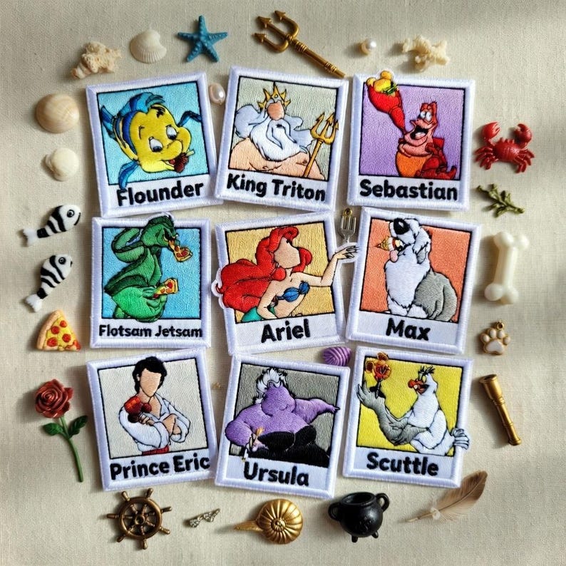 The Little Mermaid Name Embroidered Patches, Ariel Iron on Patch, Disneyland Patch, Disney Trip Gift For Kids, Jacket Backpack Patch image 1