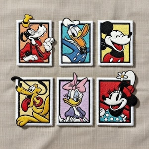 Haftowane naszywki Disney Miki i Przyjaciele, naszywka Disneyland, naszywka do prasowania z motywem retro Myszki Miki, prezent dla dziecka z wycieczki do Disneylandu, naszywka na plecak