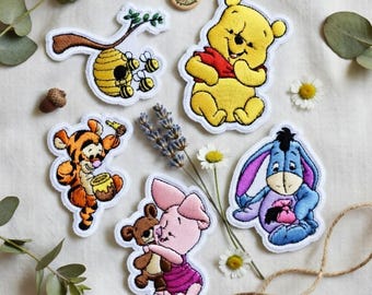 Winnie the Pooh Embroidered Patch, Disneyland Iron on Patch, Disney Trip Gift For Kids, Jacket Backpack Patch, Eeyore Piglet Tigger Patch