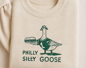 Felpa ricamata Philly Goose, maglietta con oca buffa, regalo per i tifosi di Philadelphia, girocollo con oca