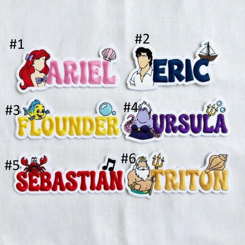 Custom Embroidered The Little Mermaid Name Patches, Ariel Iron on Patch, Disneyland Patch, Disney Trip Gift For Kids, Jacket Backpack Patch image 6