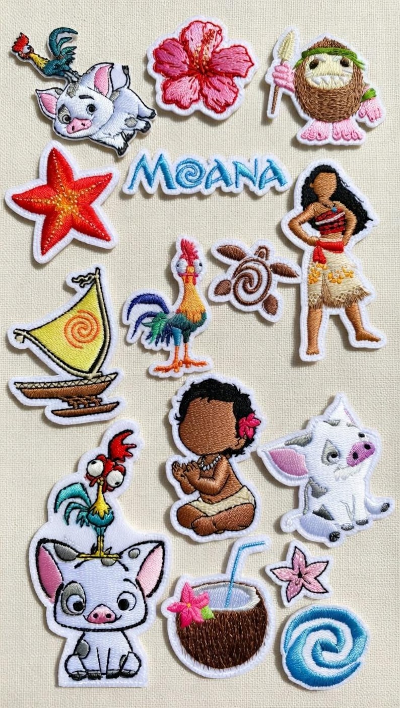 Moana Embroidered Patches, Moana Pua Hei Hei Iron on Patch, Disneyland Patch, Disney Trip Gift For Kids, Jacket Backpack Patch image 3