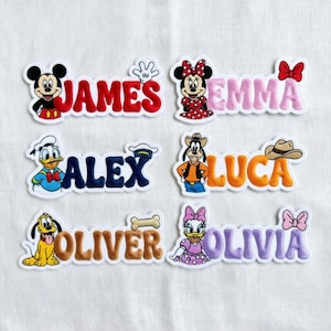 Name Personalized Disney Mickey and Friends Embroidered Patches, Mickey Iron on Patch, Custom Disneyland Patch, Jacket Backpack Patch
