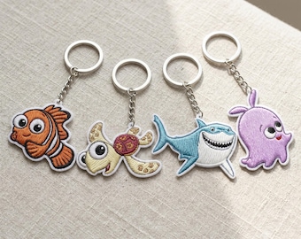 Finding Nemo Embroidered Keychain, Key Ring Backpack Charm Gift Ideas, Disney Fans Disneyland Vacation Keychain, Retro Disney Park Accessory