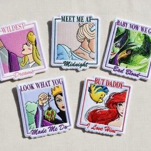 Embroidered Disney Princess & Villains Patches, Ariel Iron on Patch, Disneyland Patch, Disney Trip Gift For Kids, Jacket Backpack Patch image 1