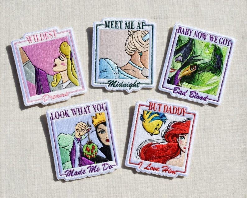 Embroidered Disney Princess & Villains Patches, Ariel Iron on Patch, Disneyland Patch, Disney Trip Gift For Kids, Jacket Backpack Patch image 1