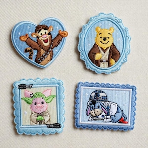 くまのプーさん スターウォーズ 刺繍ワッペン、プーさんフレンズ アイロンワッペン、ディズニーランド ワッペン、ディズニー旅行ギフト（子供用）、ジャケット バックパック ワッペン