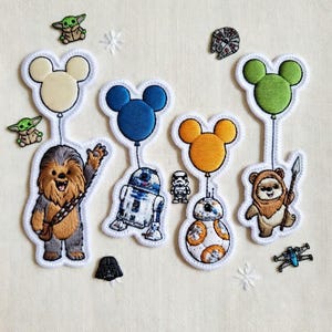Star Wars Characters Embroidered Patch, Chewbacca R2-D2 BB-8 Ewok Baby Yoda Iron On Patch, Disney Trip, Jacket Backpack Patch