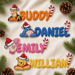 Custom Embroidered Disney Minnie Christmas Name Patch, Mickey Santa Iron On Patch, Disney Trip Gift For Kids, Jacket Backpack Patch
