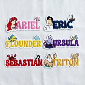 Custom Embroidered The Little Mermaid Name Patches, Ariel Iron on Patch, Disneyland Patch, Disney Trip Gift For Kids, Jacket Backpack Patch image 3