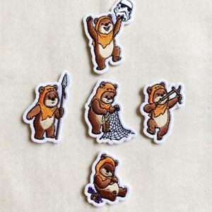Broderad Star Wars Ewok-lapp, 5 st söta Endor-björnkollektion, Strykmärken med Star Wars-björn, Disney-resa, Jacklapp