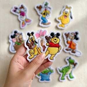 Set 26 Disney Characters Embroidered Patches, Mickey, Stitch, Winnie the Pooh Iron On Patch, Disney Gifts For Kids, Jacket Backpack Patch image 4