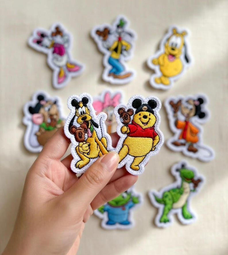 Set 26 Disney Characters Embroidered Patches, Mickey, Stitch, Winnie the Pooh Iron On Patch, Disney Gifts For Kids, Jacket Backpack Patch image 4