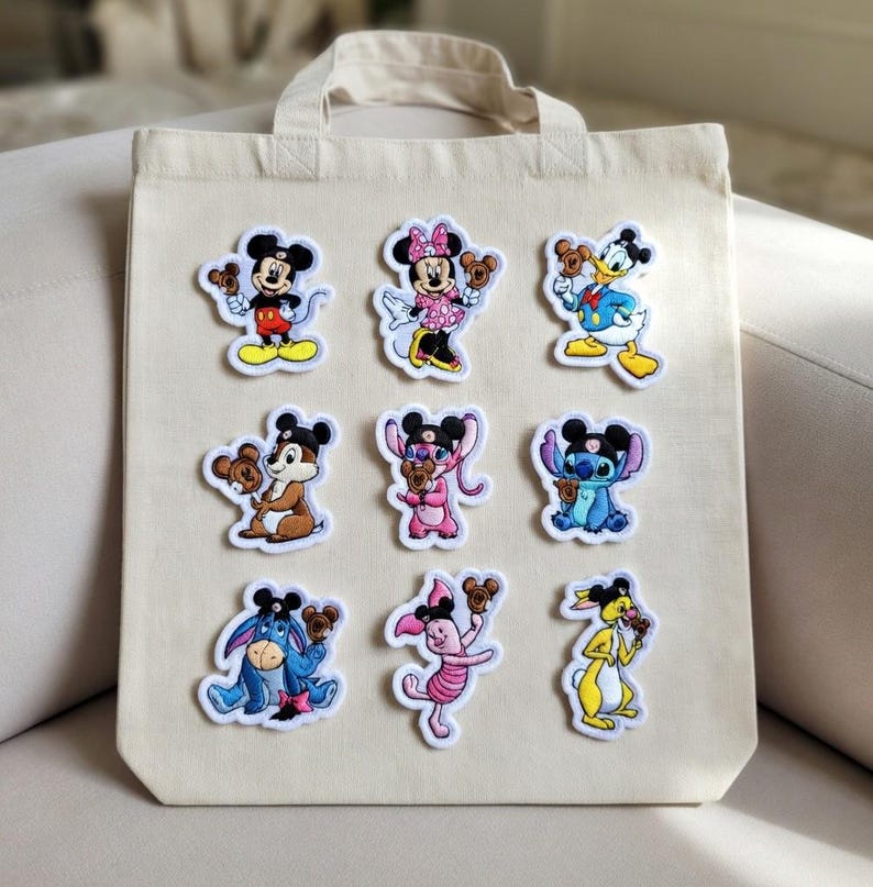 Set 26 Disney Characters Embroidered Patches, Mickey, Stitch, Winnie the Pooh Iron On Patch, Disney Gifts For Kids, Jacket Backpack Patch image 5