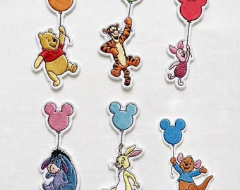 Winnie The Pooh Mickey Balloons Embroidered Patches, Pooh And Friends Iron on Patch, Disneyland Patch, Disney Gift, Jacket Backpack Patch
