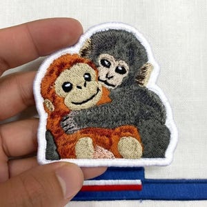 Naszywka z haftem "Punch The Monkey", naszywka "Team Punch", odzież dla miłośników zwierząt, urocza naszywka z pluszową małpką do przytulania na kurtkę, plecak i czapkę