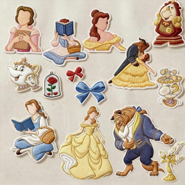 Beauty and the Beast Embroidered Patches, Princess Belle Iron on Patch, Disneyland Patch, Disney Gifts For Kids, Jacket Backpack Hat Patch