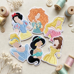 Embroidered Disney Princess Patches, Snow White Cinderella Belle Iron on Patch, Disney Fairy Tale Princess, Disneyland Gift for Backpack