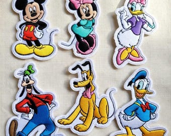 Embroidered  Disney Mickey Characters Patch, Mickey Minnie Donald Daisy Goofy Pluto Iron On Patches, Disney Trip, Jacket Backpack Patch