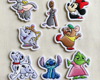 Disney Embroidered Patches Set - Stitch, Minnie Mouse, Dumbo, Mrs Potts, Pascal, Gus Gus Iron On Patches, Disney Trip, Jacket Backpack Patch