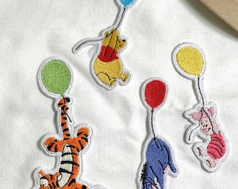 Embroidered Winnie the Pooh Balloon Patches, Pooh And Friends Iron on Patch, Disneyland Patch, Disney Gift, Jacket Backpack Patch