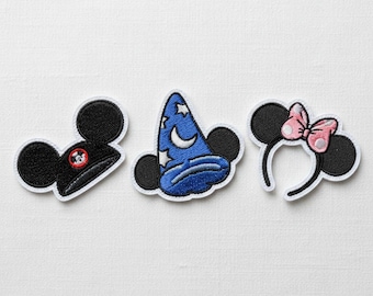 Disney Mickey Ears Embroidered Patch, Sorcerer Mickey And Minnie Patch, Disney Iron On Patches, Disney Trip Gift, for Bags Hats