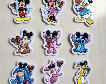 Set 26 Disney Characters Embroidered Patches, Mickey, Stitch, Winnie the Pooh Iron On Patch, Disney Gifts For Kids, Jacket Backpack Patch