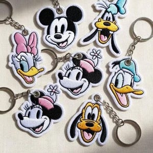 Embroidered Disney Mickey And Friends Bag Charm, Mickey Mouse, Minnie Mouse, Goofy, Donald Duck, Daisy Duck, Pluto Keychain For Backpack