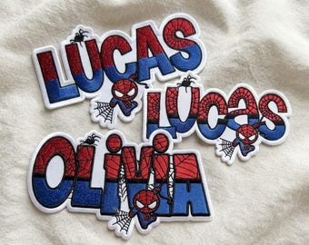 Personalized Spiderman Name Patch, Custom Superhero Iron On Name Tag, Disney Trip Gift For Kids, Jacket Backpack Patch