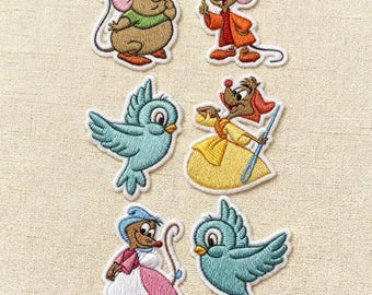 Geborduurde Disney-patches Assepoester, Jaq Gus-muizenpatch, Fairy Godmother opstrijkbaar voor meisjes cadeau jas rugzak, patch magisch sprookje
