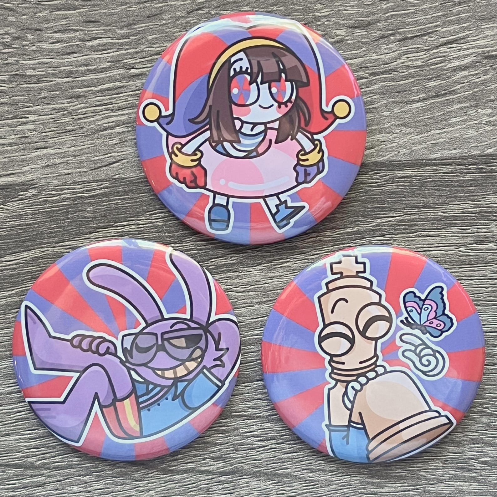 One Button Circus The Amazing Digital Circus Character Buttons: Holographic Pinback ...