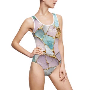 Chic Mosaic Print Swimsuit | Summer Swimwear, Beachwear, Vacation Essentials, Pool Party Outfit, Trendy Bathing Suit
