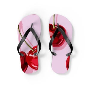 Cherry Flip Flops, Summer Footwear, Beachwear, Poolside Sandals, Vacation Essentials, Gift for Cherry Lovers