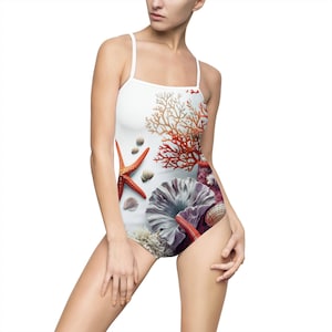 Tropical Coral Women&#39;s Swimsuit, Floral Summer Bathing Suit, Beachwear, Swimwear, Vacation Essentials, Pool Party Fashion