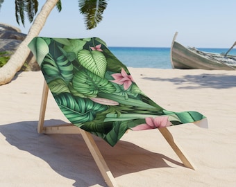 Tropical Jungle-strandhanddoek: zachte katoenen handdoek aan het zwembad