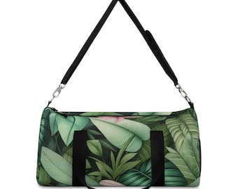 Tropical Leaf Duffel Bag: Jungle Print Travel Gym Bag