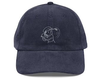 Retro Corduroy Golf Cap: Embroidered Vintage Style