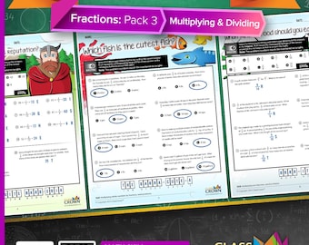 Fractions Worksheets with Riddles: Pack 3 - Multiplying and Dividing