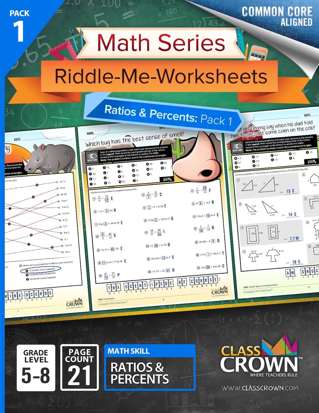 Ratios and Percents Worksheets With Riddles: Pack 1 - Etsy