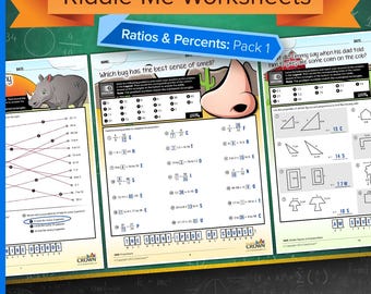 Ratios and Percents Worksheets with Riddles: Pack 1
