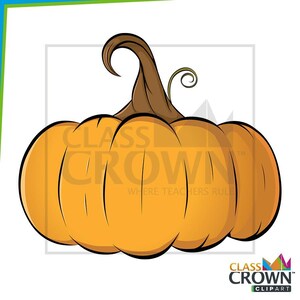 May include: A cartoon illustration of a pumpkin with a brown stem and a green vine. The pumpkin is orange with vertical lines and the text "CLASS CROWN" and "WHERE TEACHERS RULE". The image has a white background.