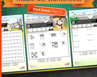 3rd Grade Math Worksheets with Riddles: Pack 2