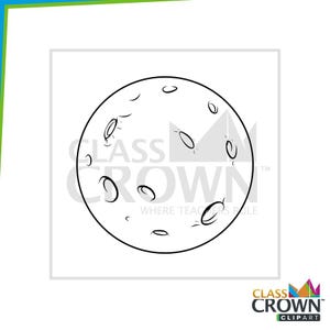 May include: Black and white illustration of a full moon with craters and a textured surface. The moon is a circle with various oval and curved shapes representing craters. The image includes the text "CLASS CROWN" and "WHERE TEACHERS RULE".