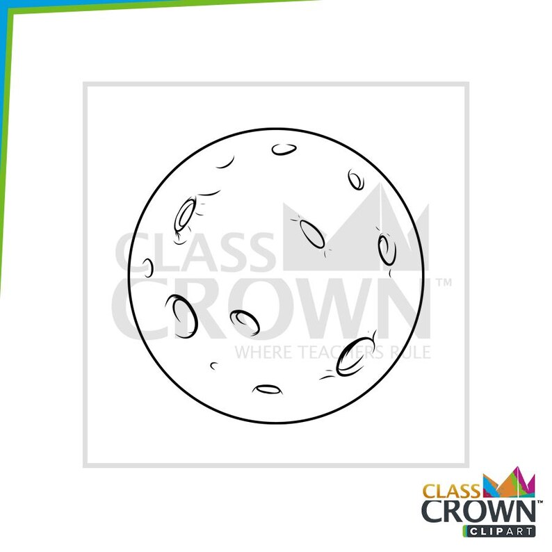 May include: Black and white illustration of a full moon with craters and a textured surface. The moon is a circle with various oval and curved shapes representing craters. The image includes the text "CLASS CROWN" and "WHERE TEACHERS RULE".