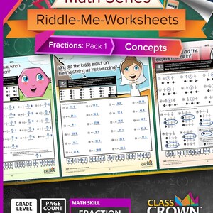 Fractions Worksheets with Riddles: Pack 1 - Concepts image 1