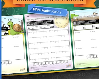 5th Grade Math Worksheets with Riddles: Pack 2